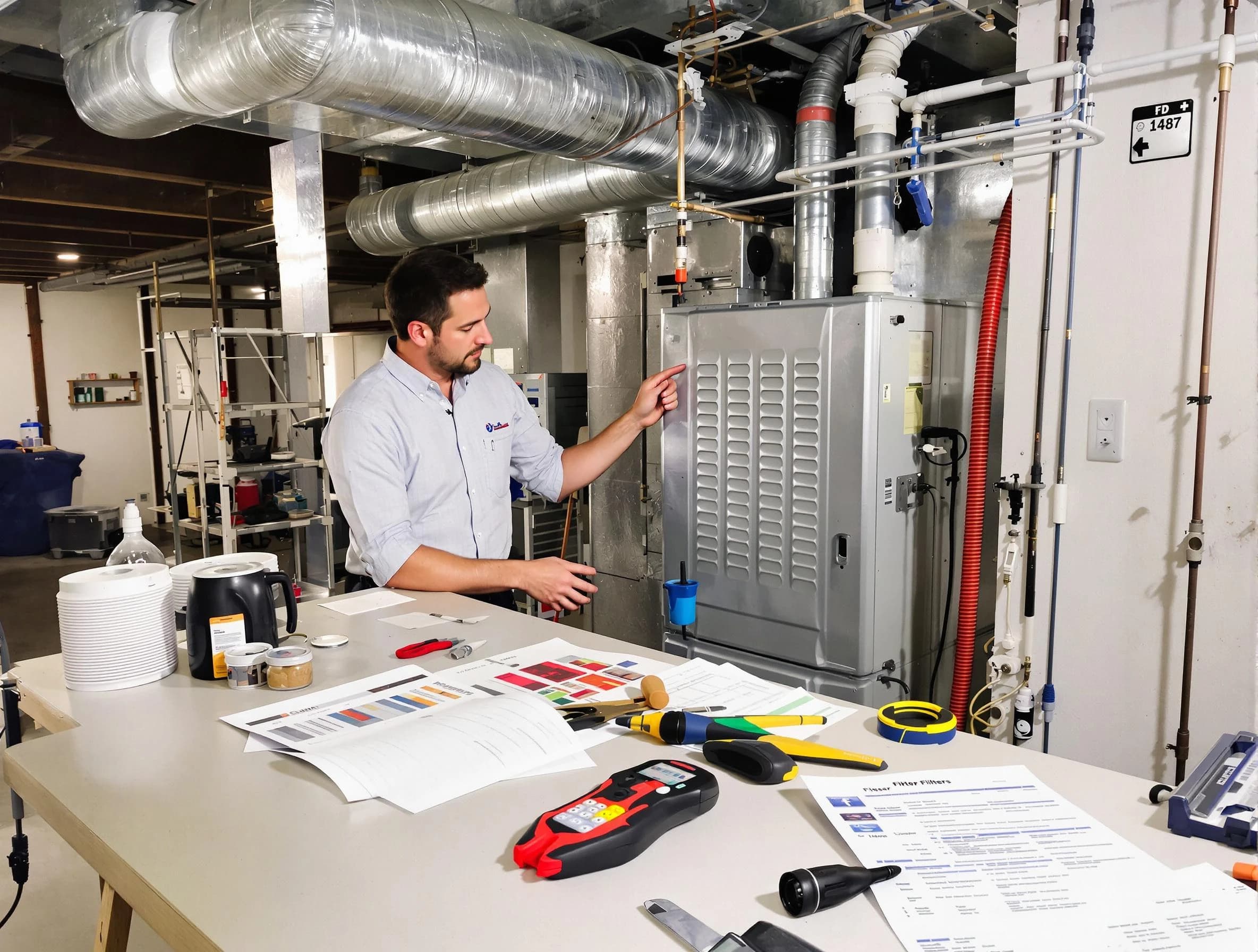 Tuckahoe Air Duct Cleaning inspector conducting detailed filter system evaluation using professional diagnostic tools in Tuckahoe