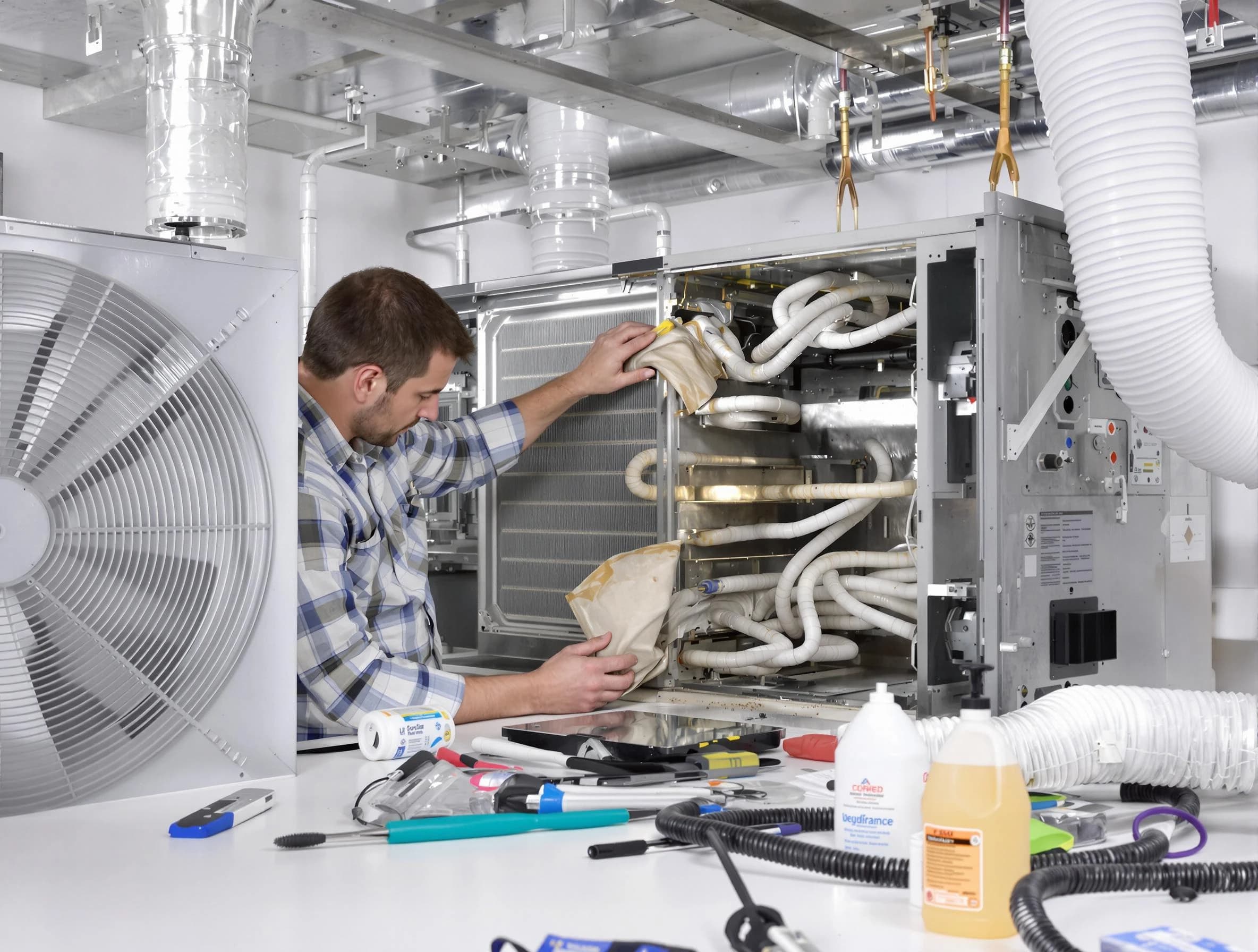 Tuckahoe Air Duct Cleaning specialist performing precision AC coil cleaning in Tuckahoe